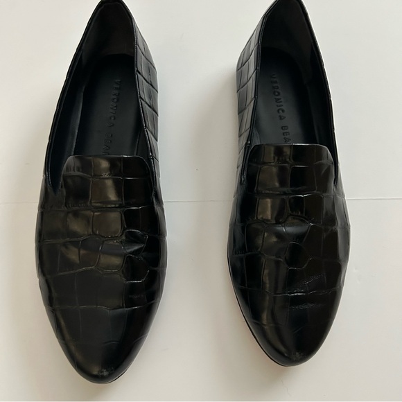 Veronica Beard Griffin Loafers Black faux croc pattern Slip On Loafer flats - 6 - Picture 1 of 8